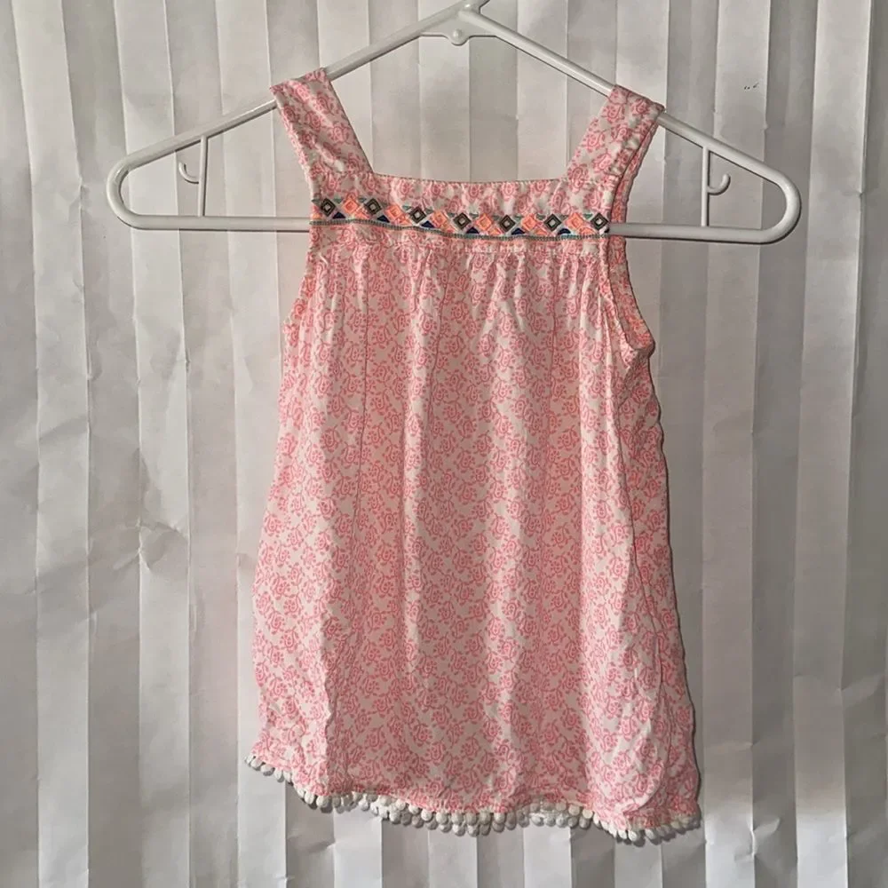 Carter’s Girls 6 Orange Floral Sleeveless Top Rear Button Summer Cute